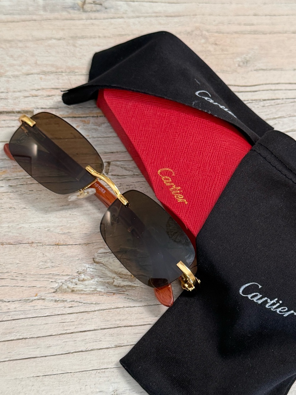 Cartier Gold and wood sunglasses Authentic - Picture 10 of 14